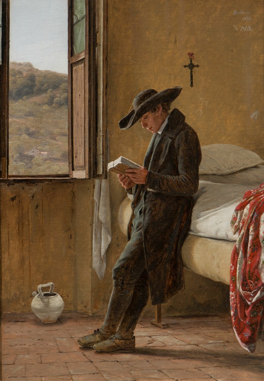 Jovem clérigo lendo de Martinus Rørbye