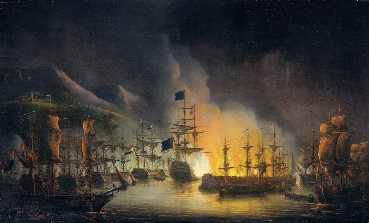 O bombardeio de Argel (26-27 de agosto de 1816) de Martinus Schouman (signed by artist)