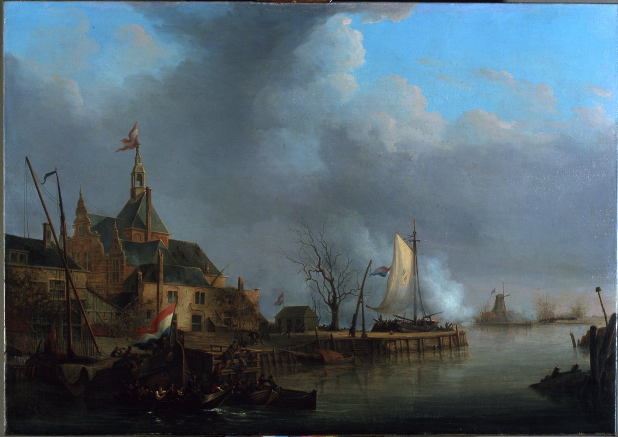 Neerlandês: O bombardeamento de Dordrecht pelos franceses em 24 de novembro de 1813 de Martinus Schouman