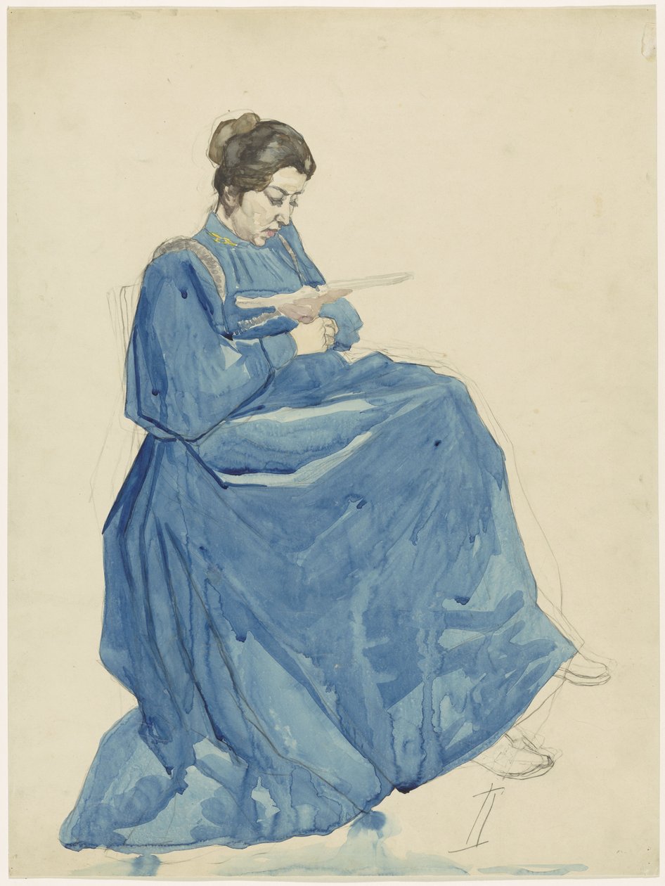 Mulher sentada a ler de Martinus van Andringa