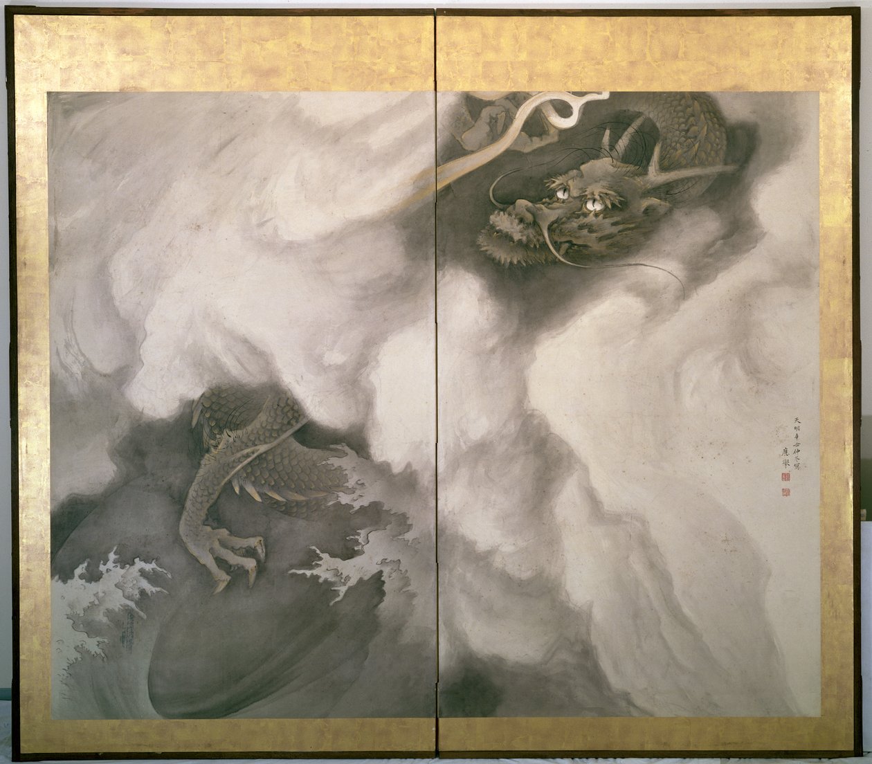 Dragon Screen, japonês, 1781 (tinta e cor no papel) de Maruyama Okyo