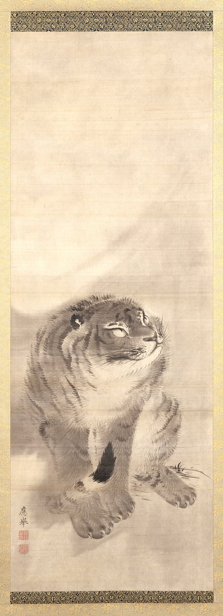 Tigre (tinta e cor sobre seda) de Maruyama Okyo
