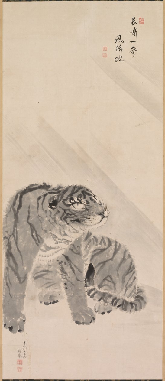 Tigre no vento e na chuva de Maruyama Okyo