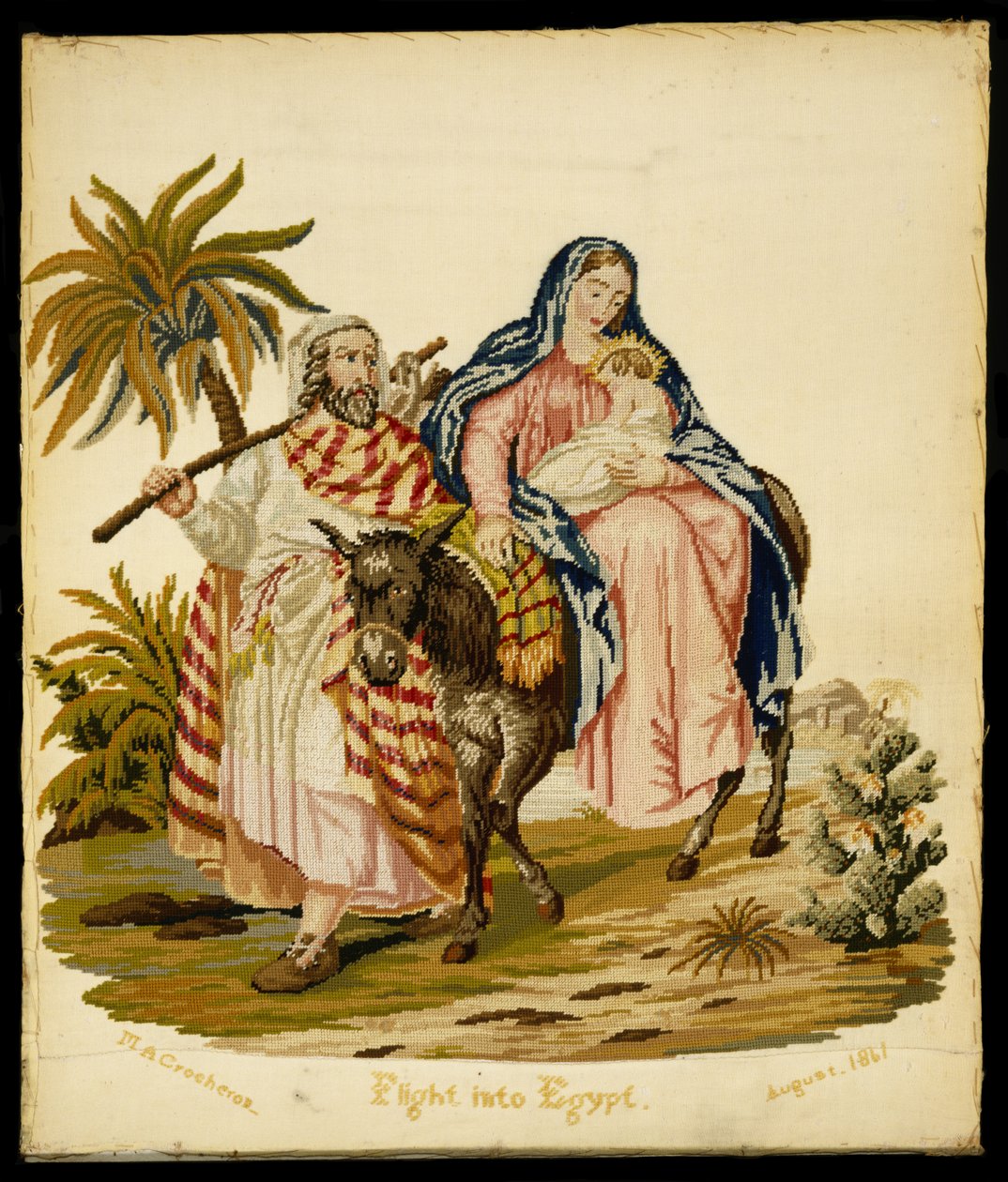 Voo para o Egito, 1861 (linho e lã) de Mary Ann 1812 1888 Crocheron