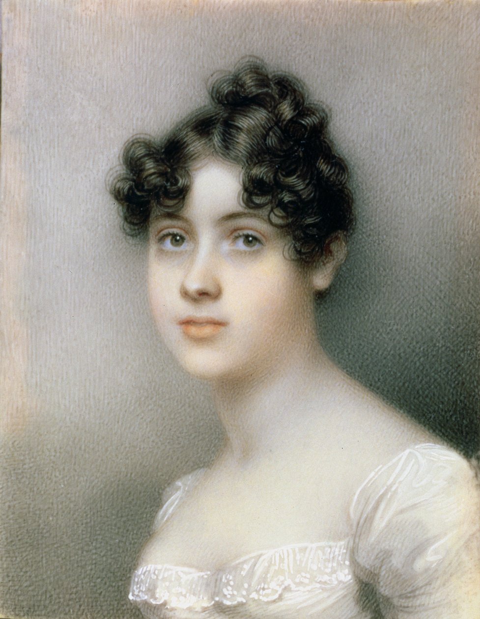 Miniatura de retrato de menina em um vestido branco, c.1815 de Mary Ann Knight