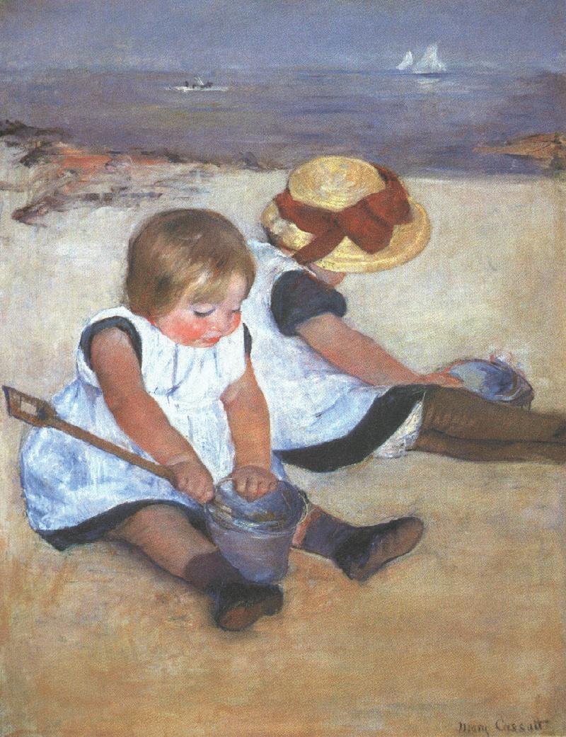 Crianças na praia de Mary Cassatt