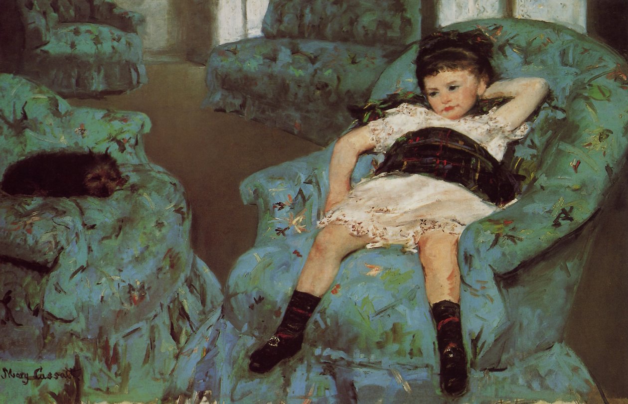 Menina em uma poltrona azul de Mary Cassatt