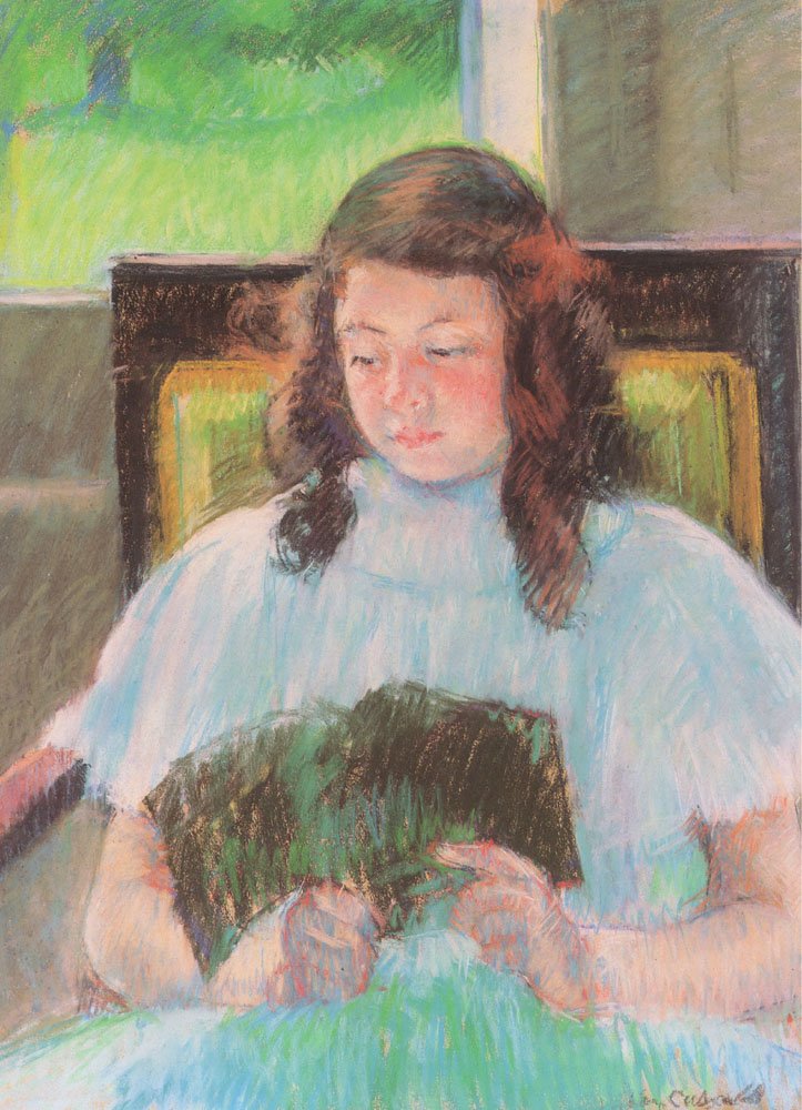 Menina jovem, leitura de Mary Cassatt