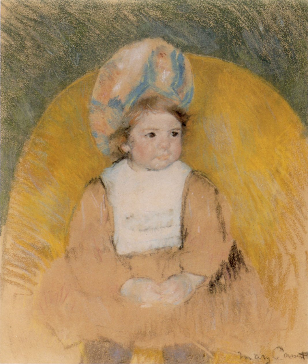 Menina jovem, sentada, em, um, amarela, poltrona de Mary Cassatt