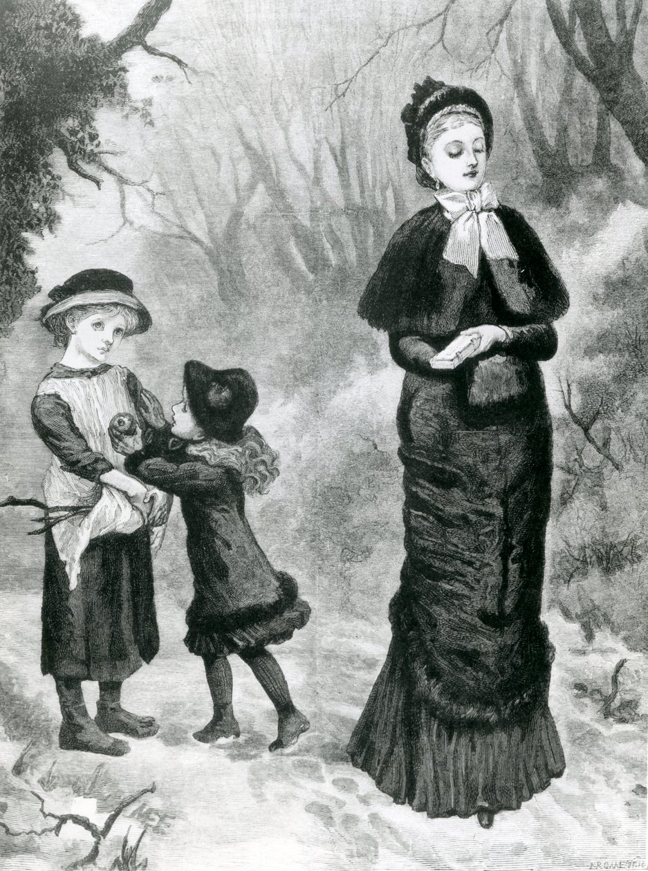 Um bom samaritano, ilustração do "gráfico" de 1880 (litografia) de Mary Ellen Edwards