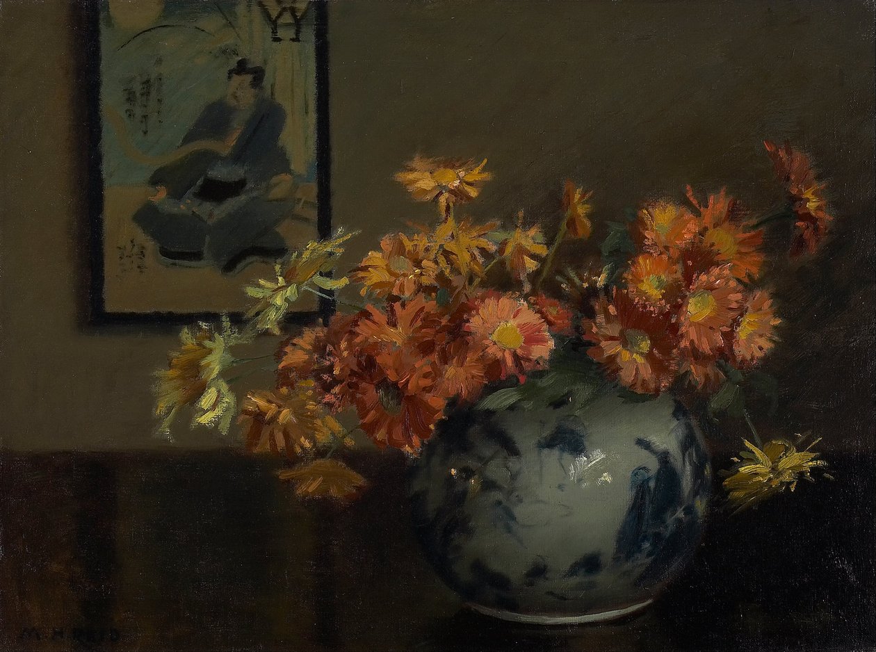 Crisântemos, um arranjo japonês de Mary Hiester Reid