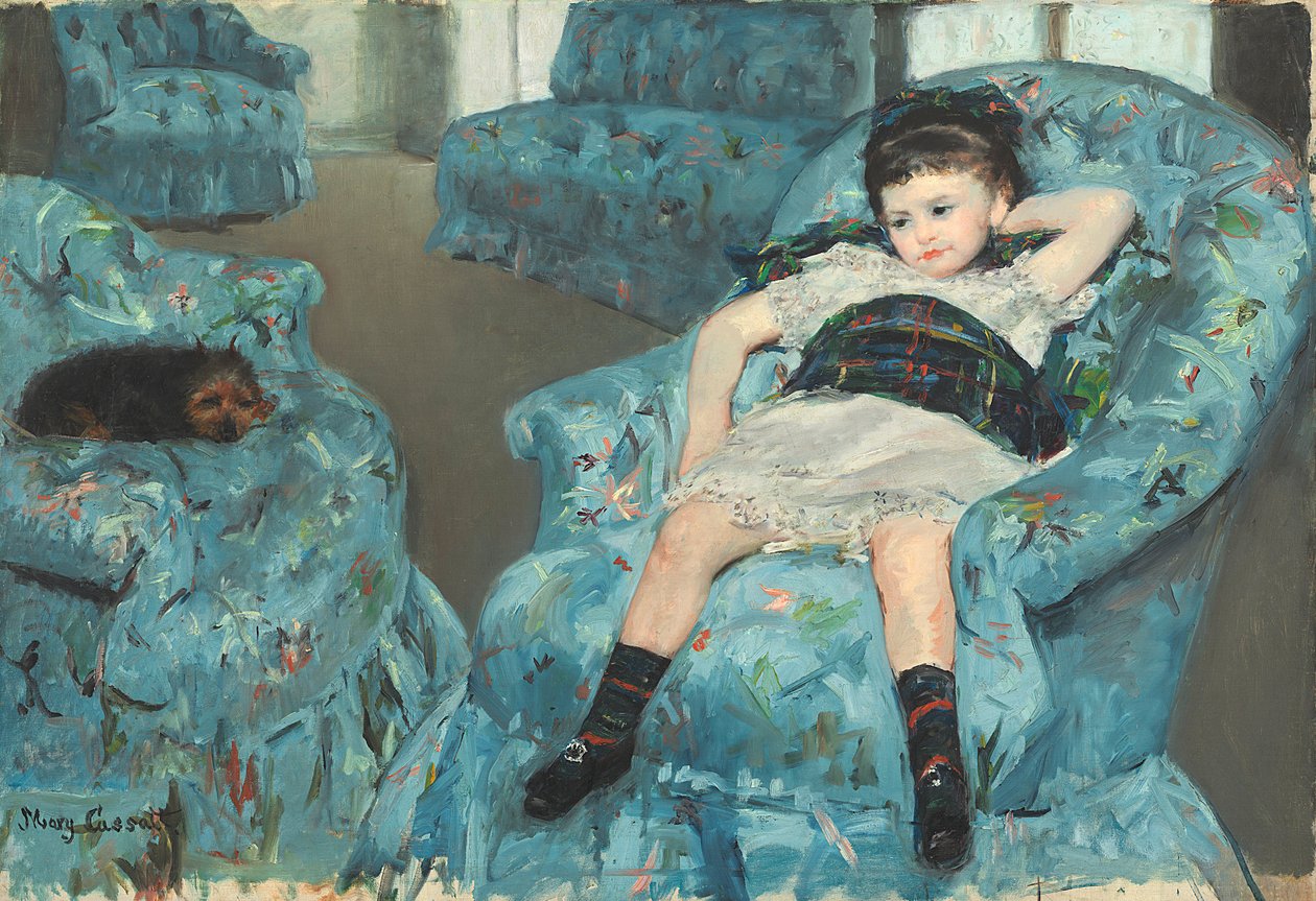 Menina em uma poltrona azul, 1878 de Mary Cassatt