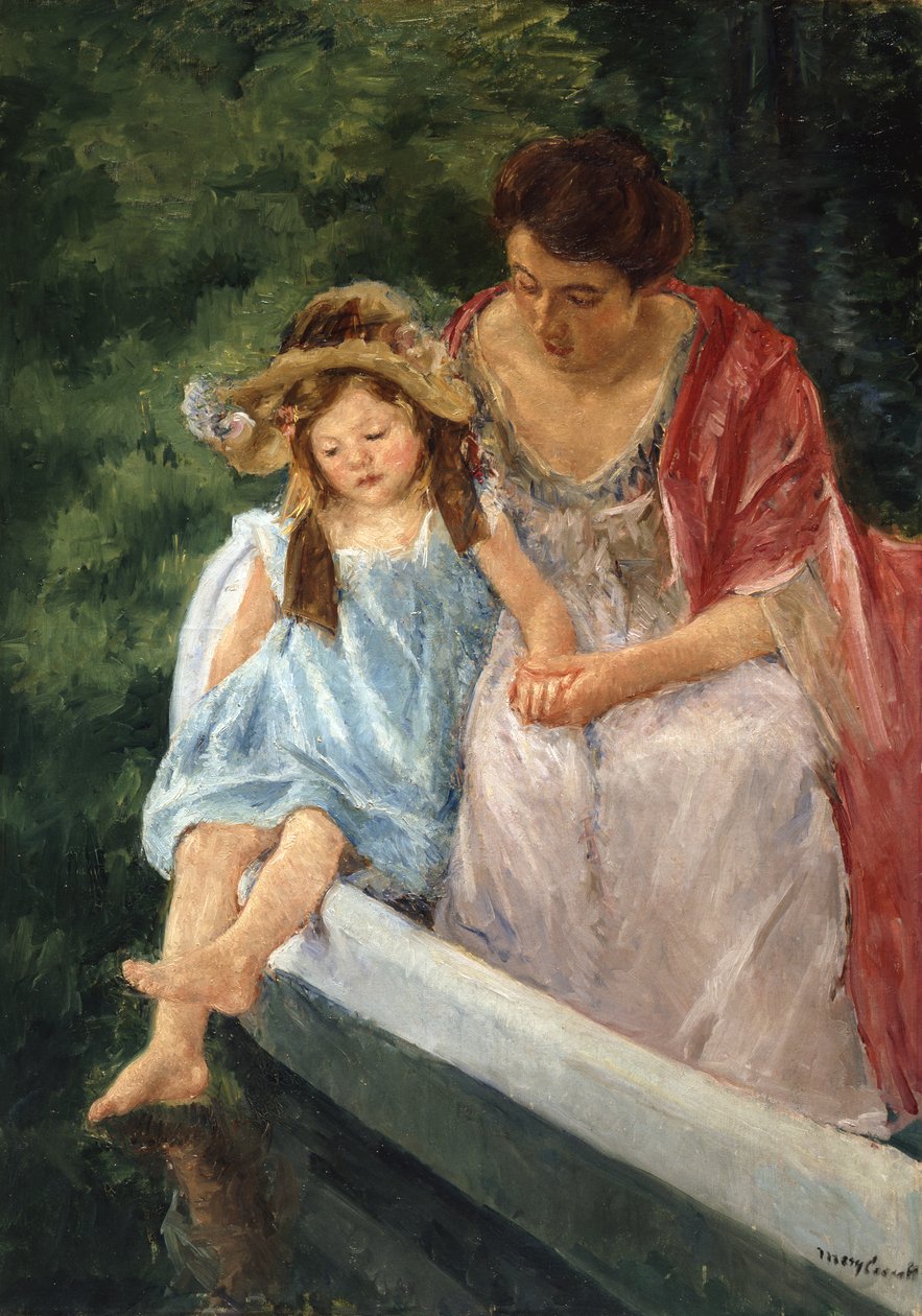 Mãe e filho no barco, 1908 de Mary Cassatt