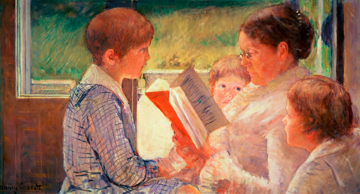 Sra. Cassatt Lendo para seus netos, 1888 de Mary Cassatt