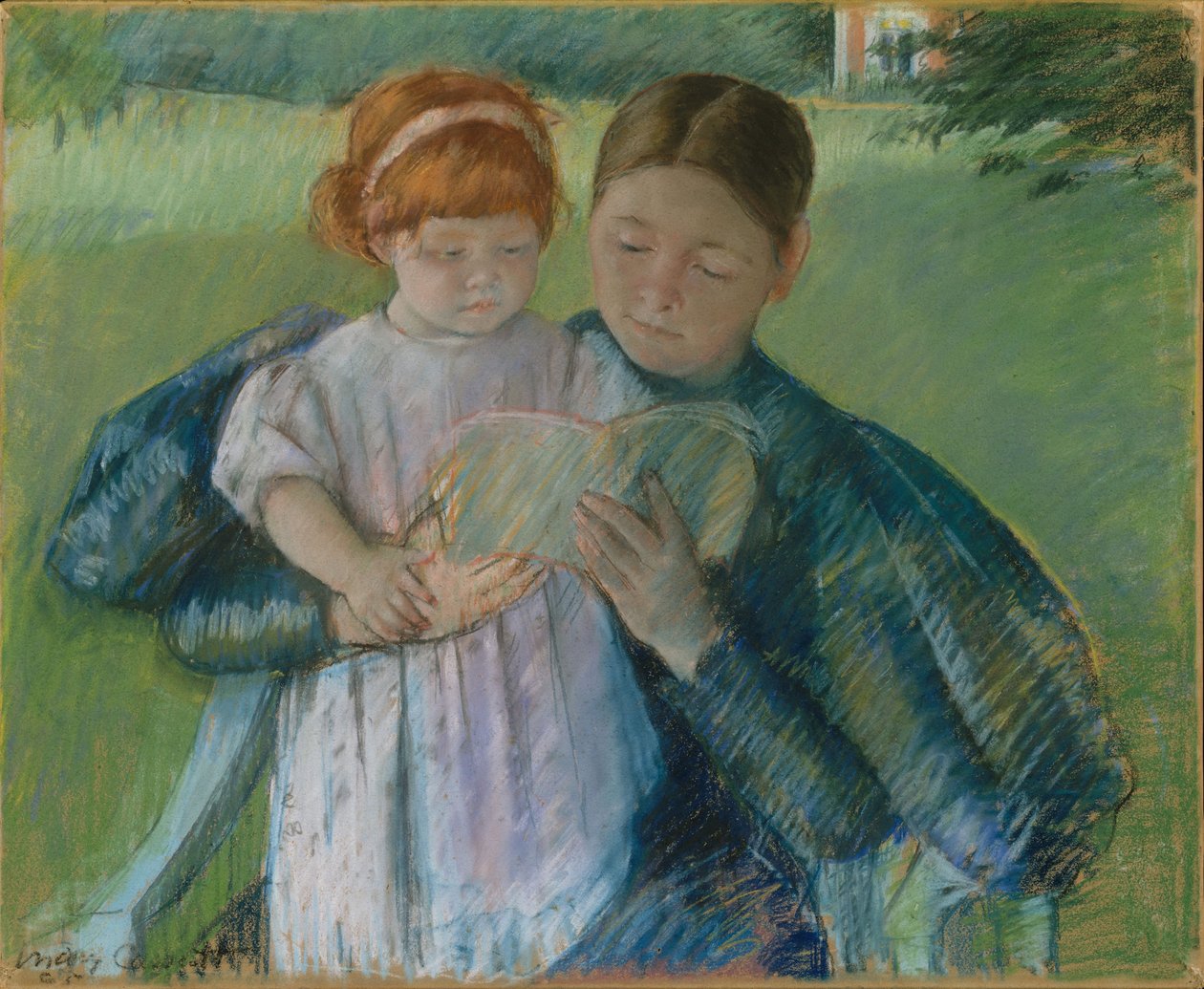 Enfermeira lendo para uma menina, 1895 de Mary Cassatt