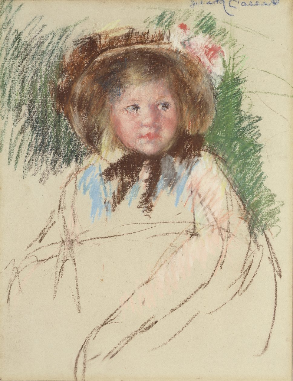 Sara no escuro Bonnet Amarrada sob o queixo, c.1901 de Mary Cassatt