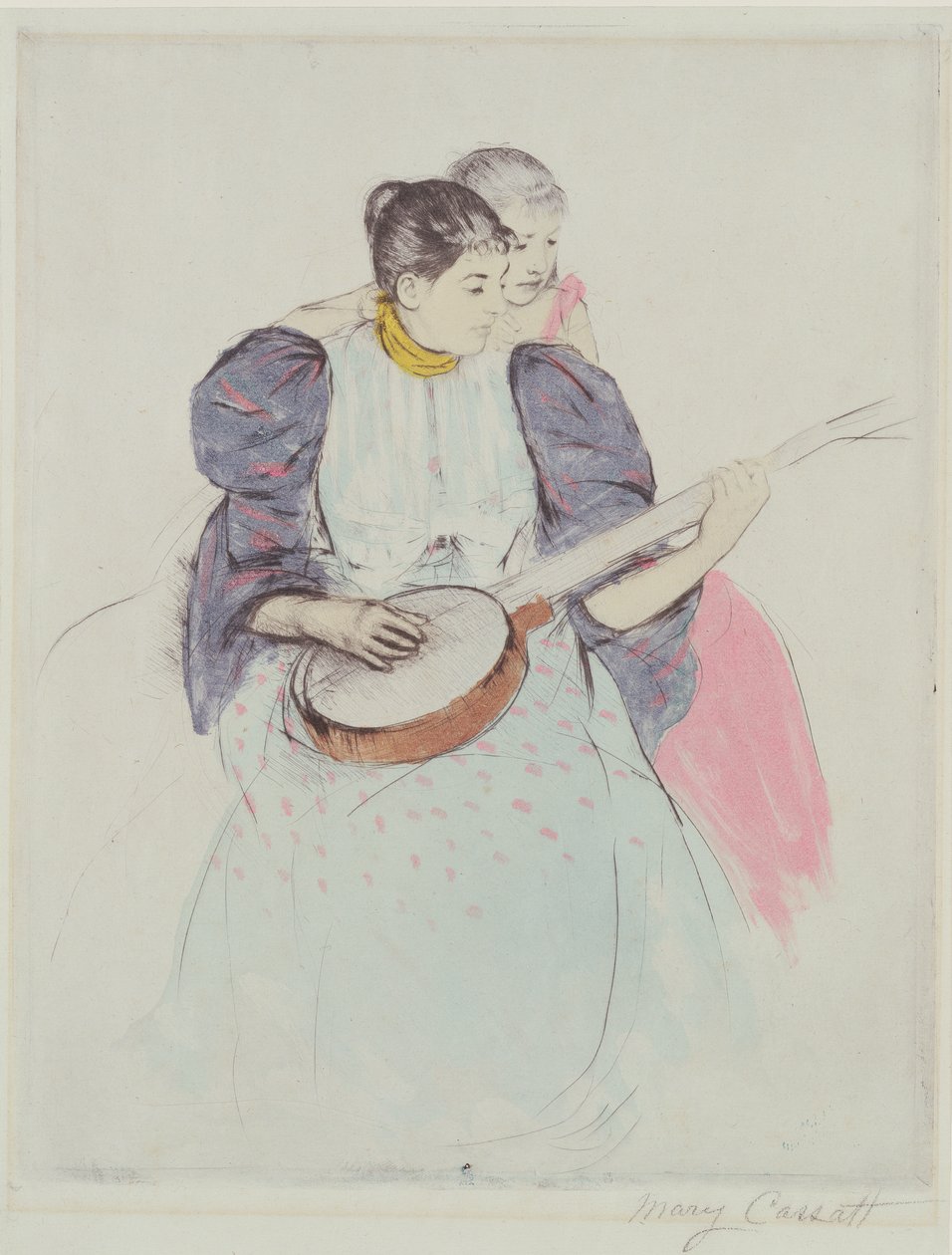 The Banjo Lesson, 1893 (ponto de seca, softground e aquatinta no papel) de Mary Cassatt
