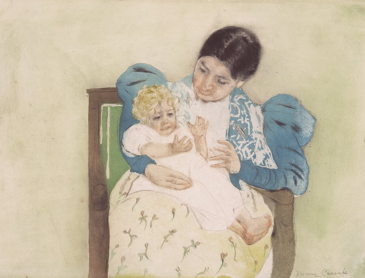 A criança descalça, c.1896 (drypoint e aquatint em cores) de Mary Cassatt