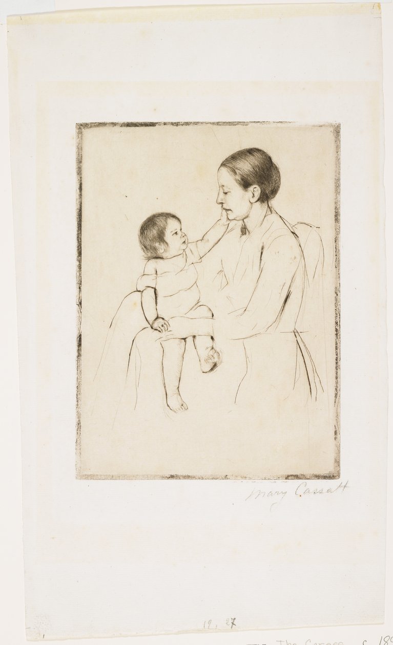 A carícia, c. 1891 de Mary Cassatt