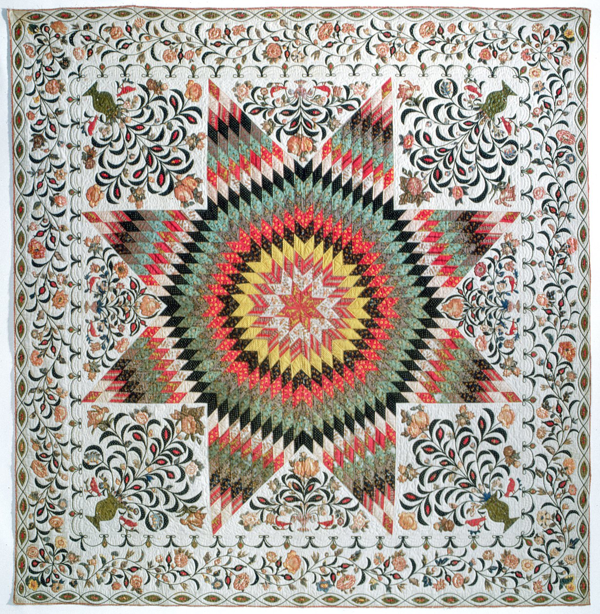 Rising Sun ou estrela de Belém applique quilt de Nova York, c.1830-50 (algodão) de Mary Totten