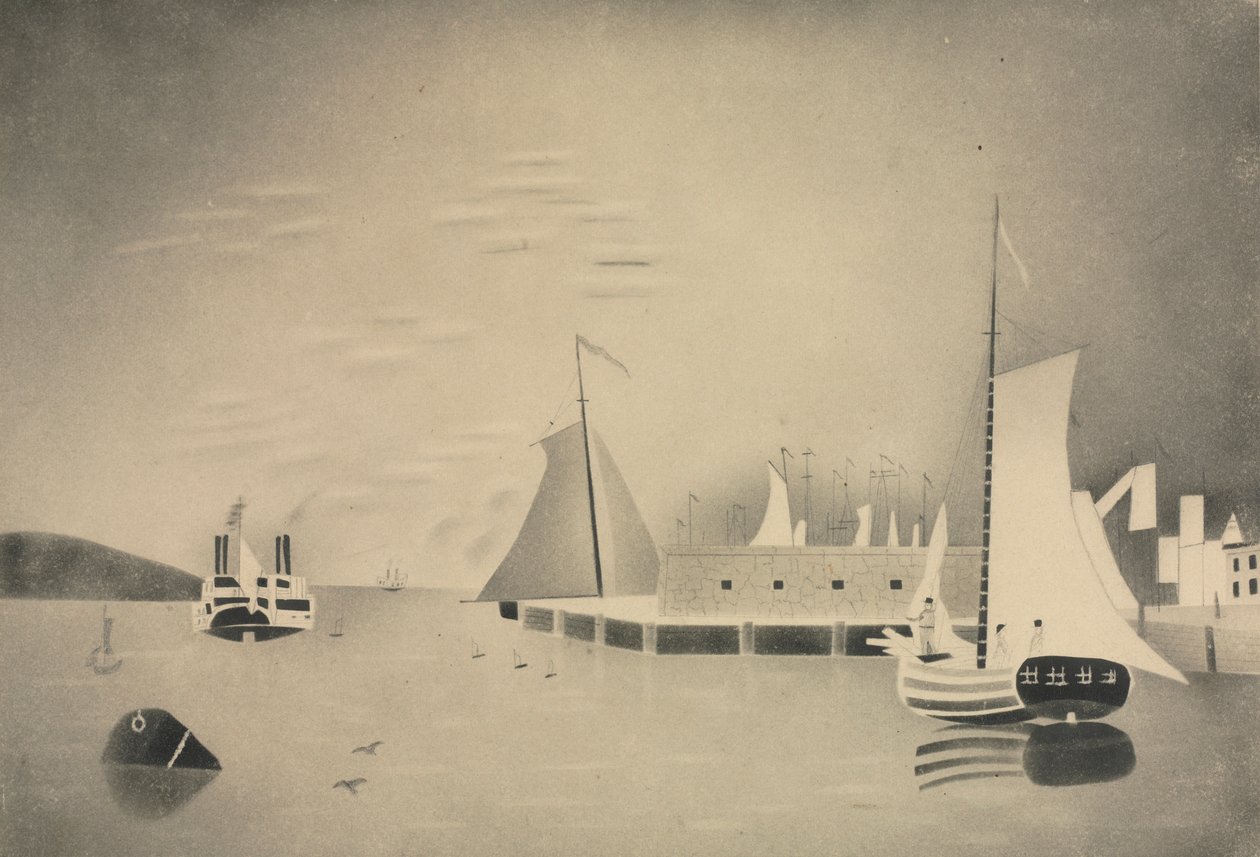 Cena do porto, década de 1850 ou 60. de Mary Altha Nims