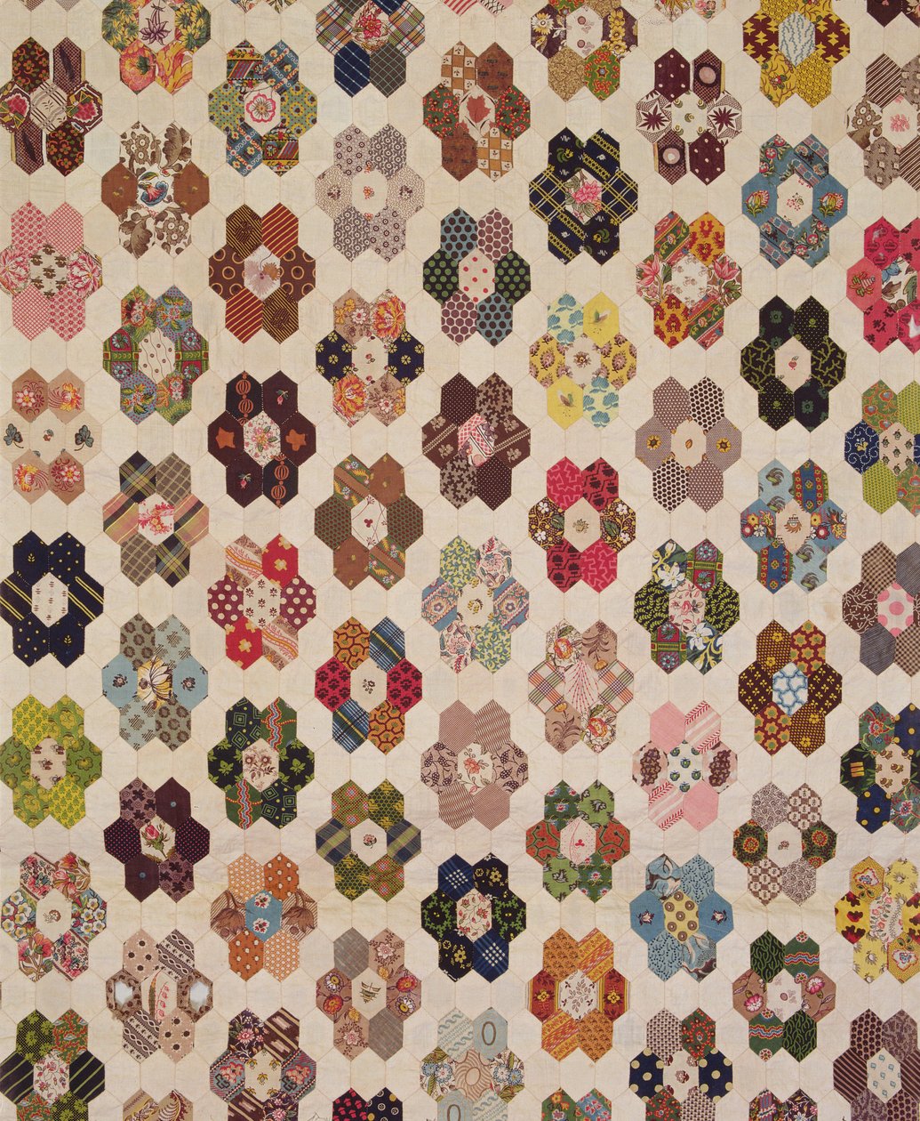 Detalhe de uma colcha de retalhos (têxtil) de Mary Butler