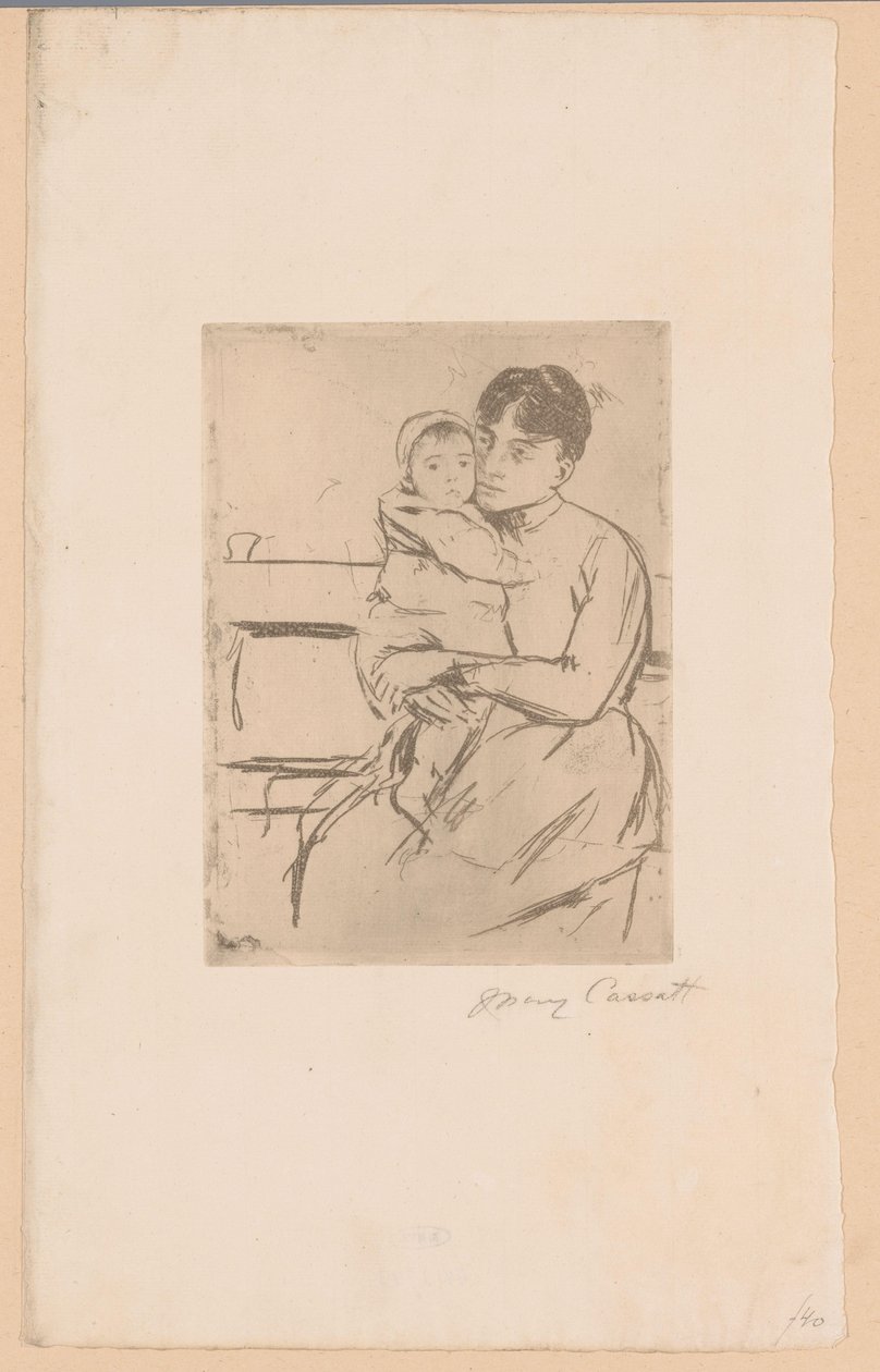 Op de bank
Mêre et enfant
Sobre o banco (título sobre o objecto) de Mary Cassatt (signed by artist)