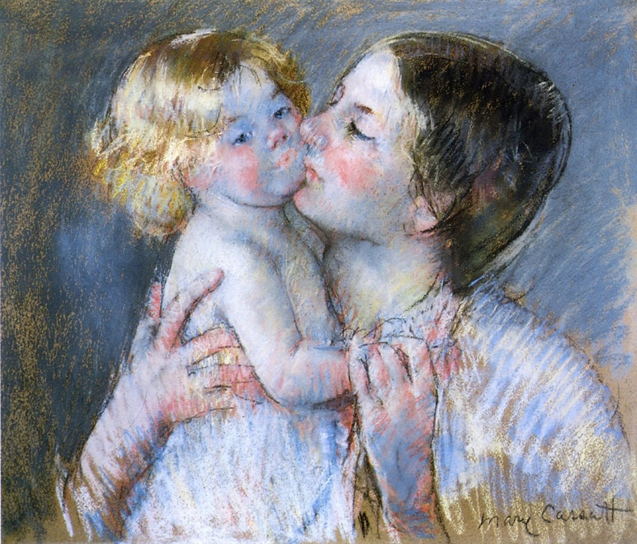 Um beijo para o bebê Anne, 1897 (pastel no papel) de Mary Cassatt