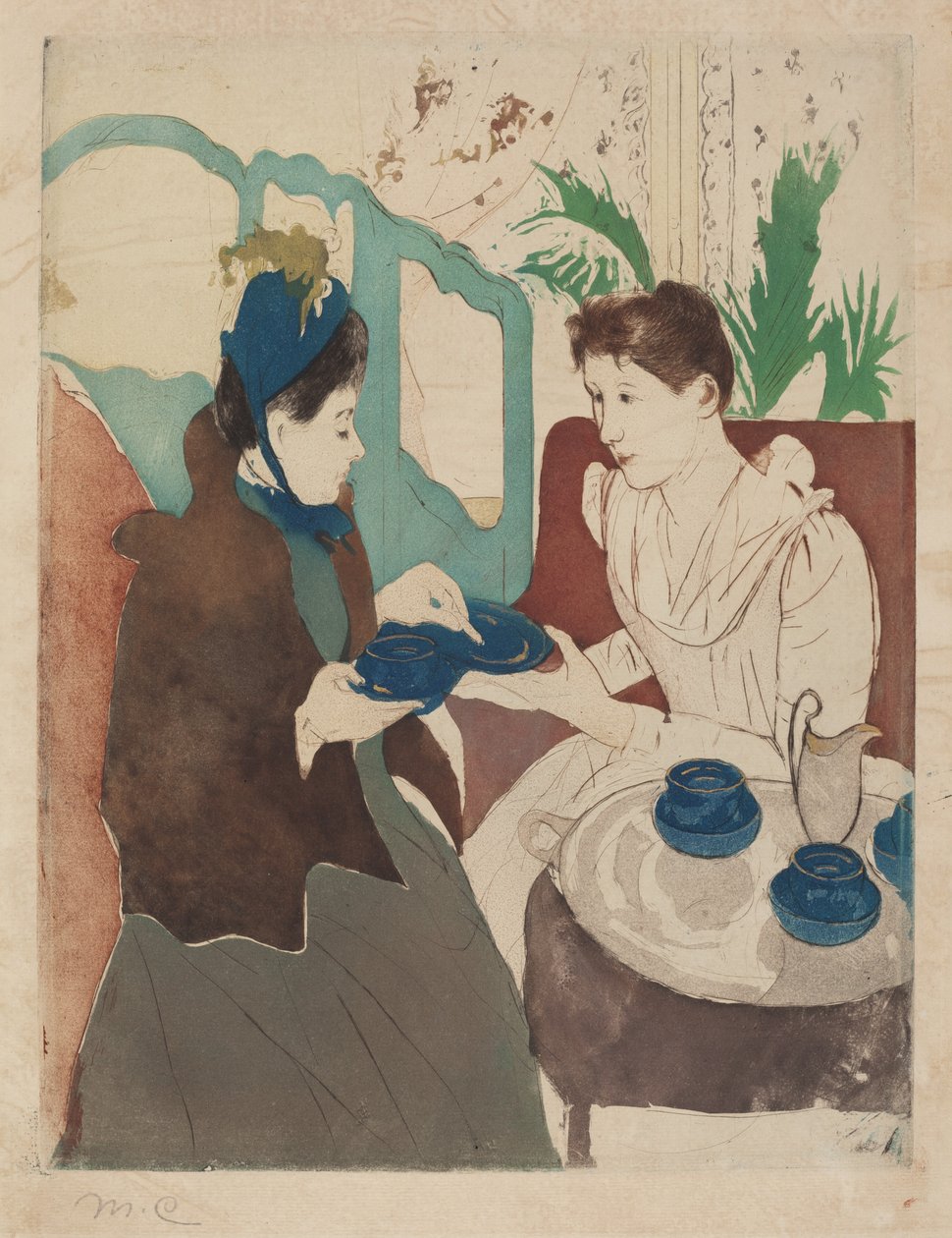 Festa do chá da tarde, 1890-1891. de Mary Cassatt