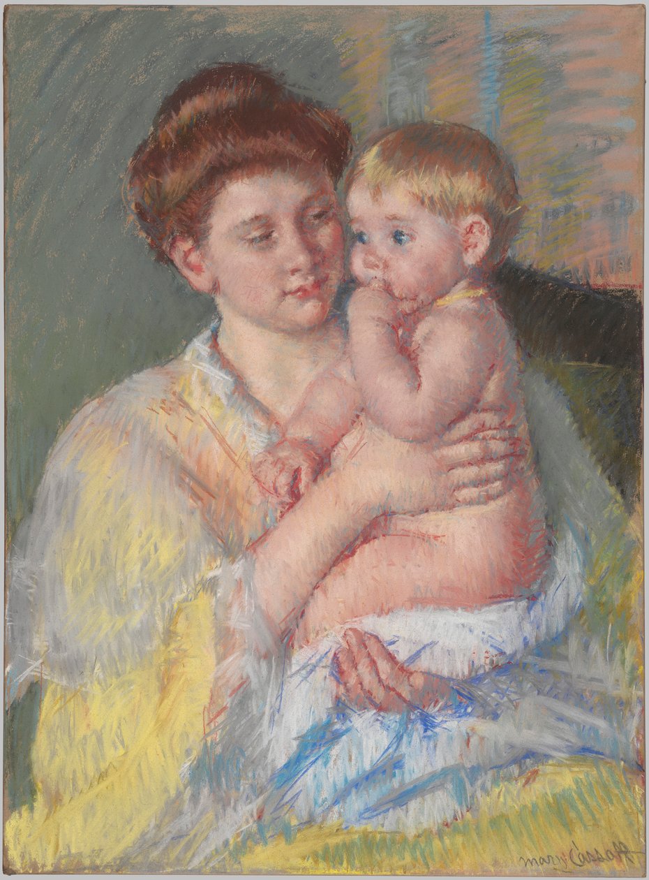 Bebê John com o dedo indicador na boca de Mary Cassatt