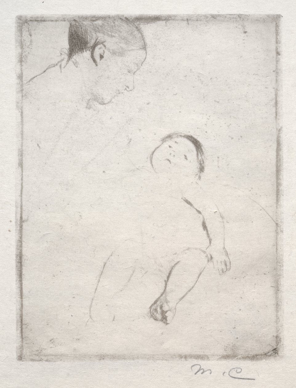 Bill deitado no colo da mãe, c. 1889 de Mary Cassatt