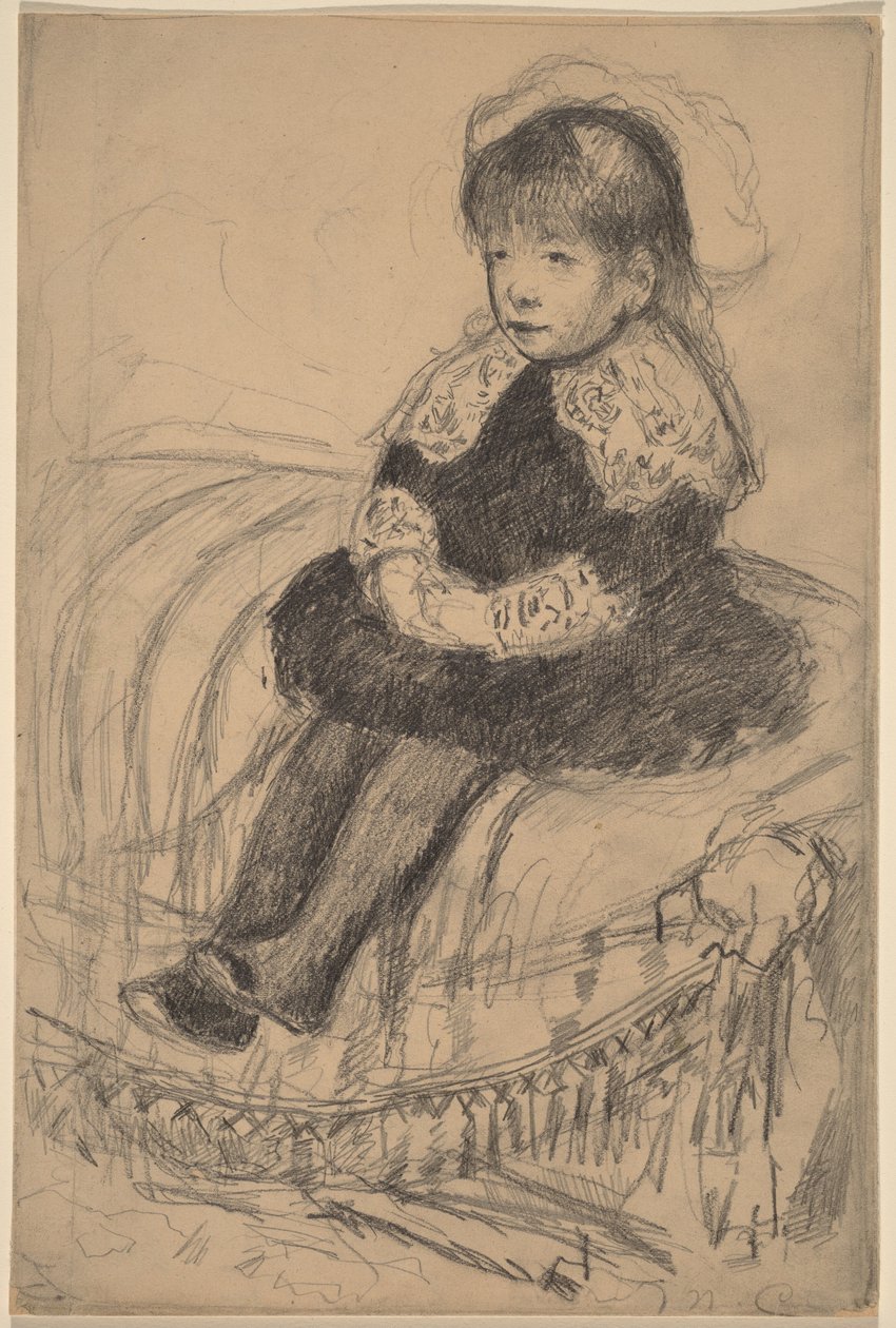 Criança sentada num sofá de Mary Cassatt