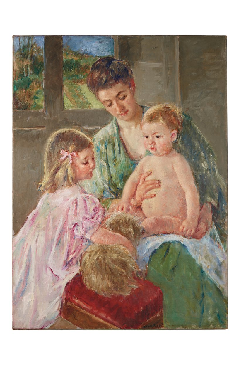Crianças brincando com um cachorro, 1907 de Mary Cassatt