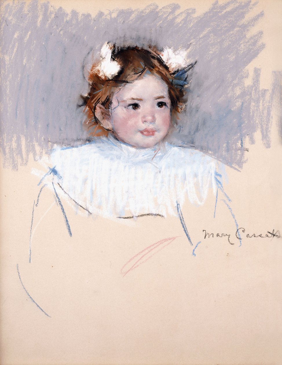 Ellen com arcos no cabelo, olhando bem, 1899 de Mary Cassatt