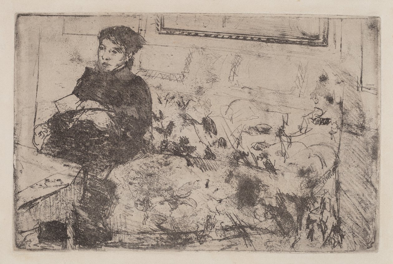Interior: No sofá, c. 1883. de Mary Cassatt