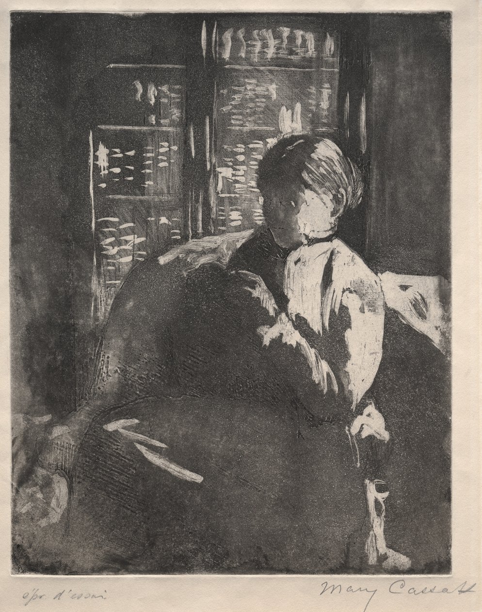 Tricotar na biblioteca de Mary Cassatt