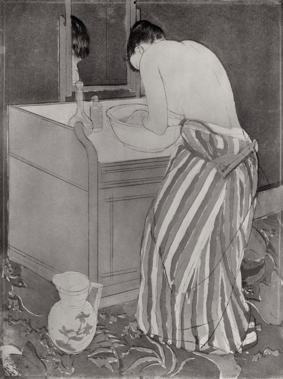 La Toilette, 1891 (ponto de seca e acquatint no papel) de Mary Cassatt