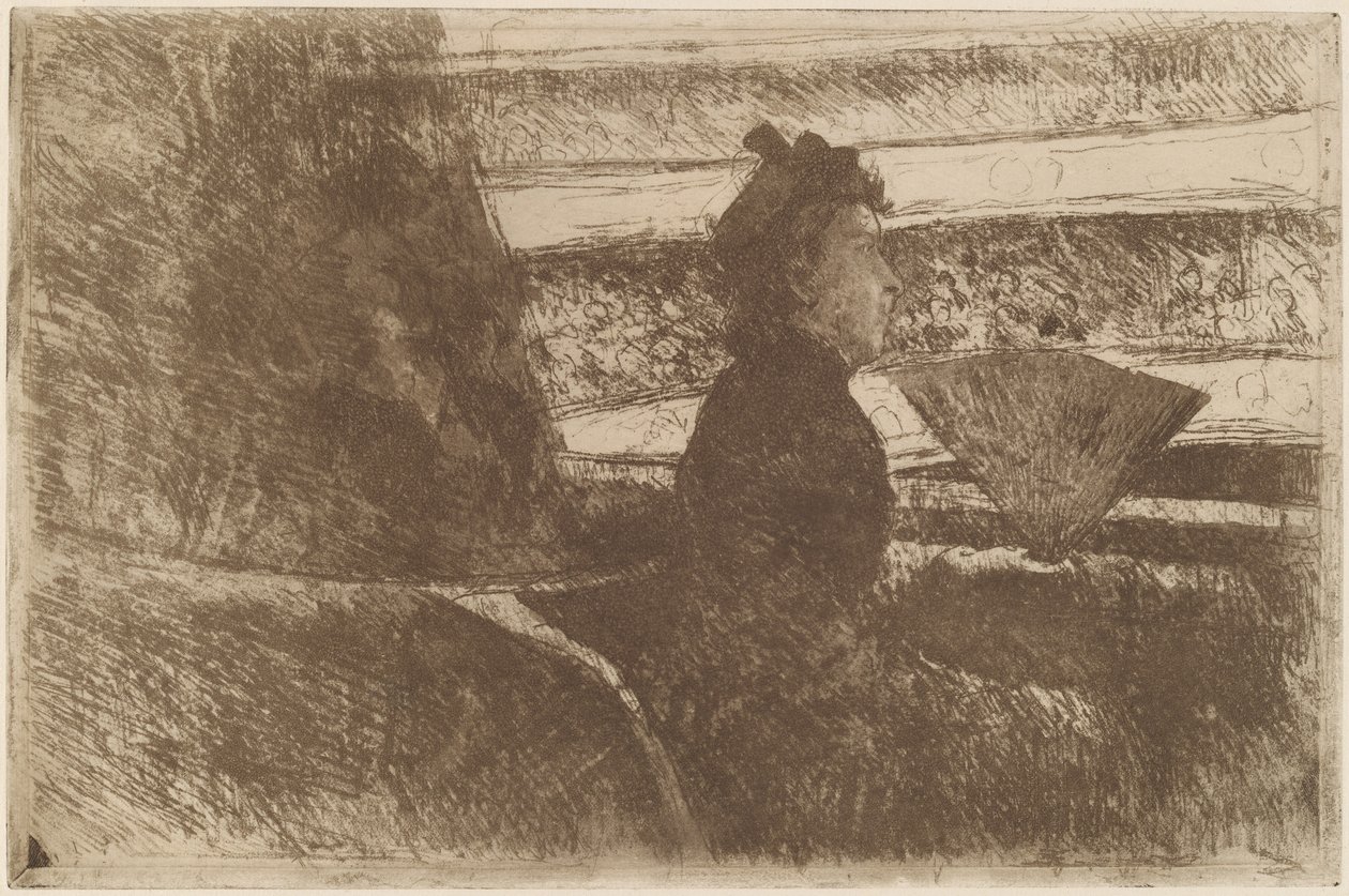 Dama de Preto, em um Loge, Virado à Direita de Mary Cassatt