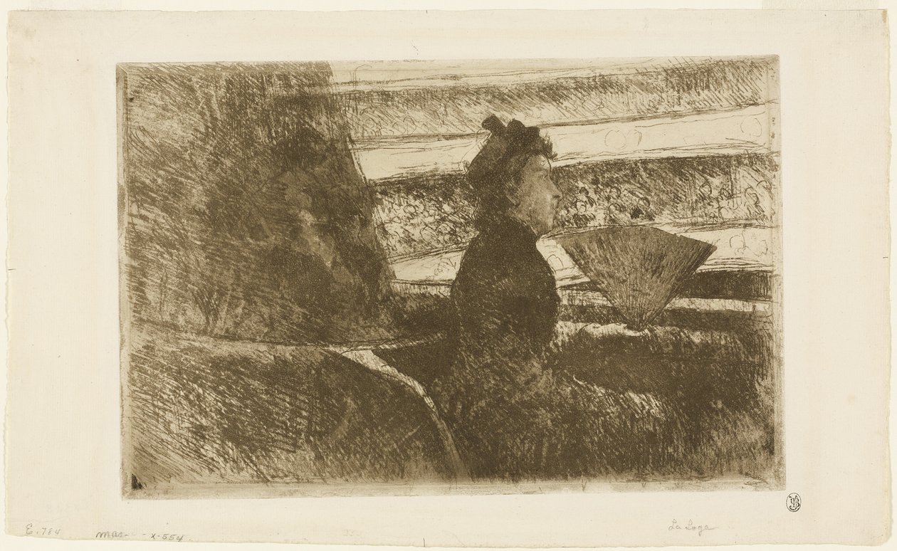 Dama de Preto, em um Loge, Virado à Direita de Mary Cassatt