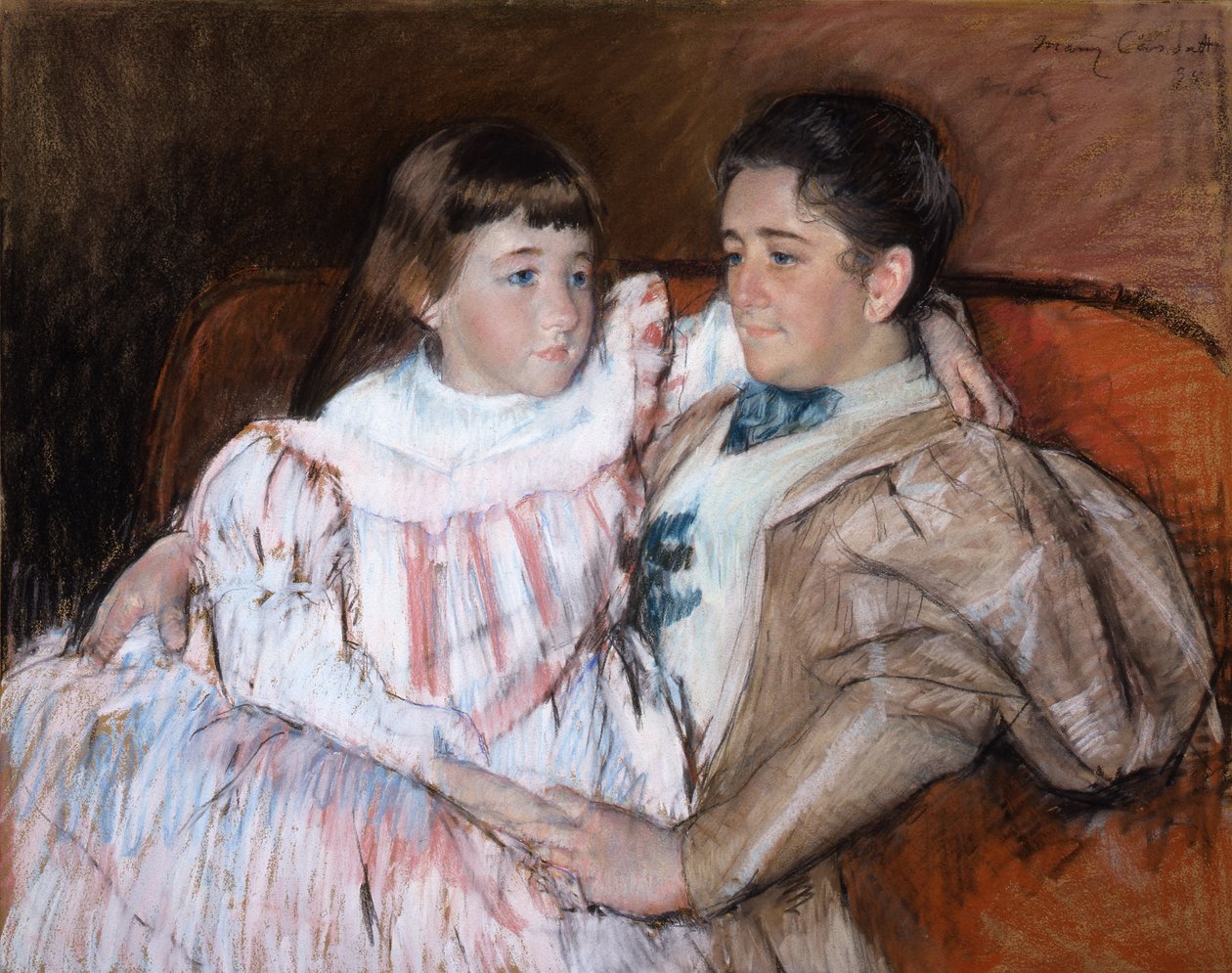 Louisine Havemeyer e sua filha Electra, 1895 (pastel sobre papel) de Mary Cassatt