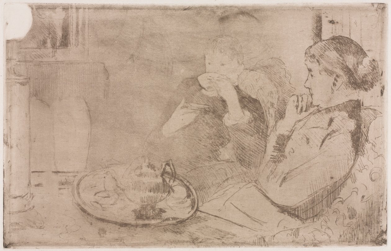 Lydia e sua mãe no chá, c. 1880 de Mary Cassatt