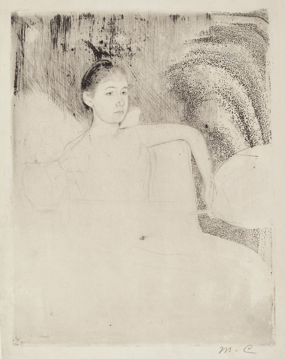 Mimi segurando um leque japonês de Mary Cassatt