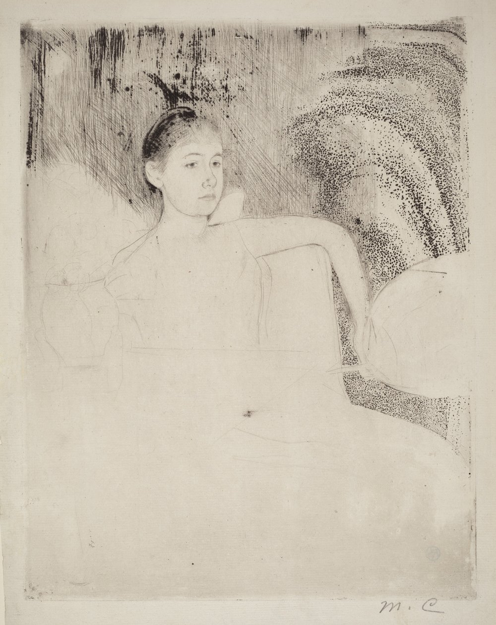 Mimi com um leque japonês de Mary Cassatt