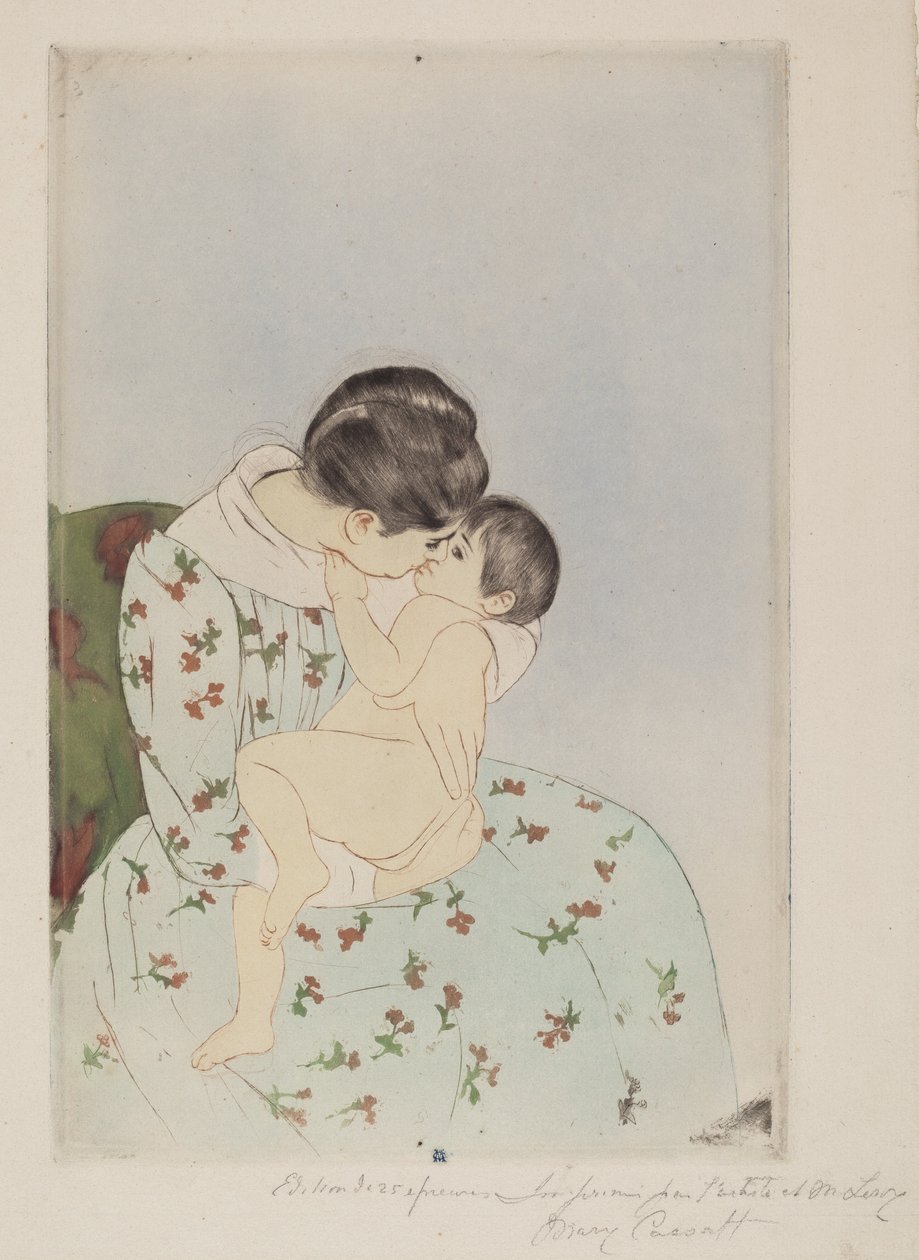 O Beijo da Mãe, 1890-1891. de Mary Cassatt