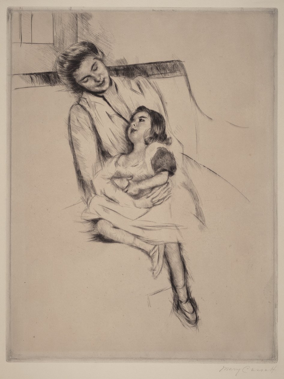 Reine e Margot sentadas num sofá (n.º 2) de Mary Cassatt