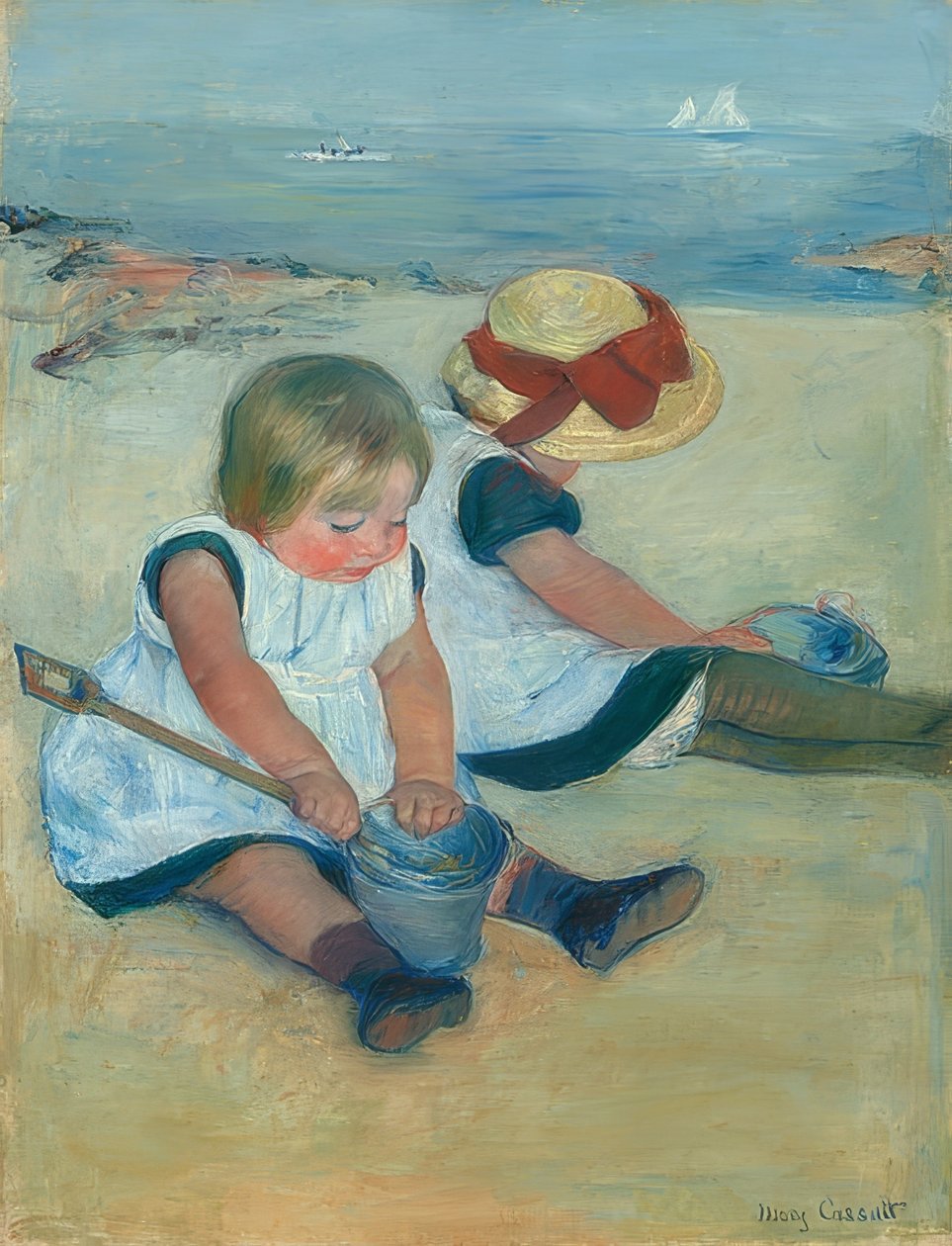 Crianças brincando na praia. 1884 de Mary Cassatt