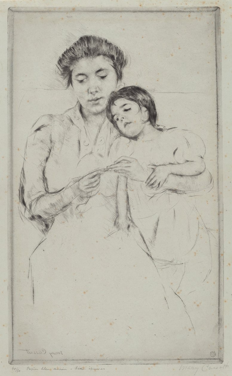 A lição de crochê, c. 1902. de Mary Cassatt