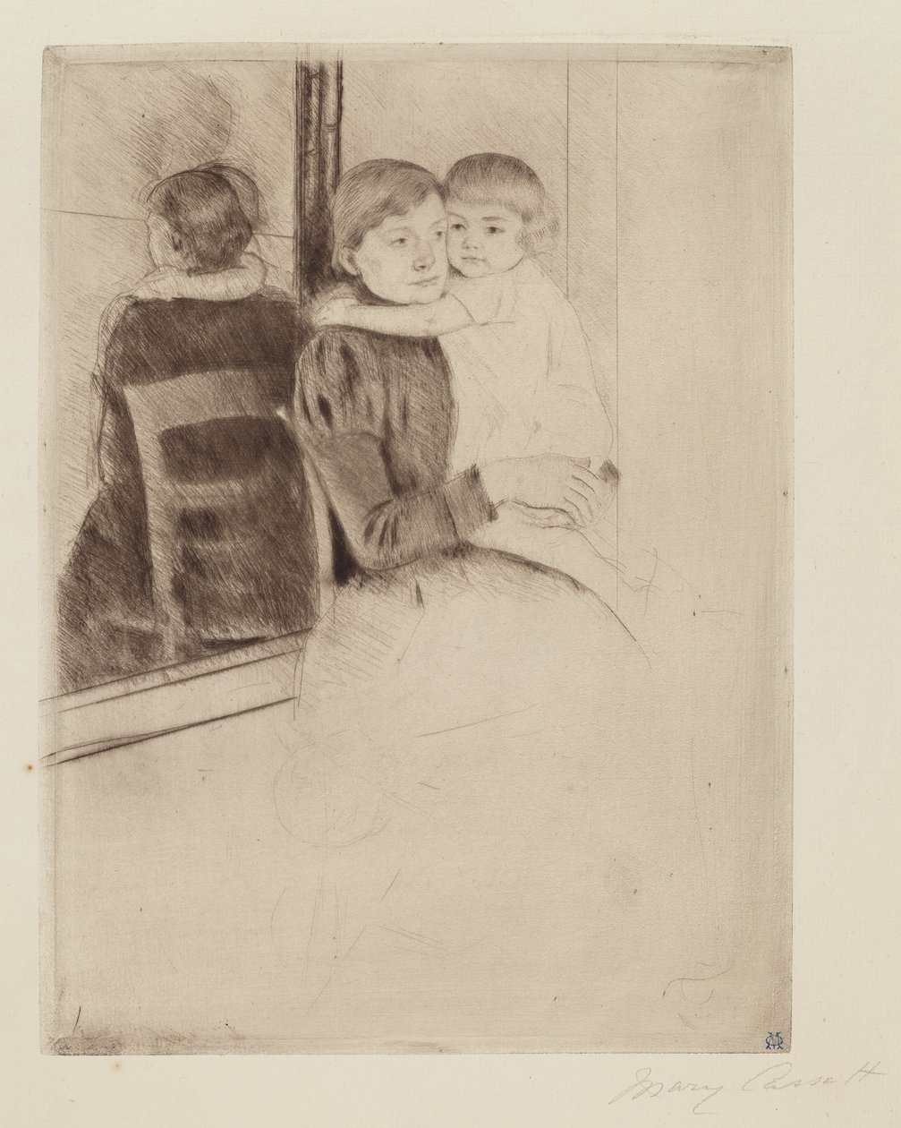 O Espelho, c. 1891. de Mary Cassatt