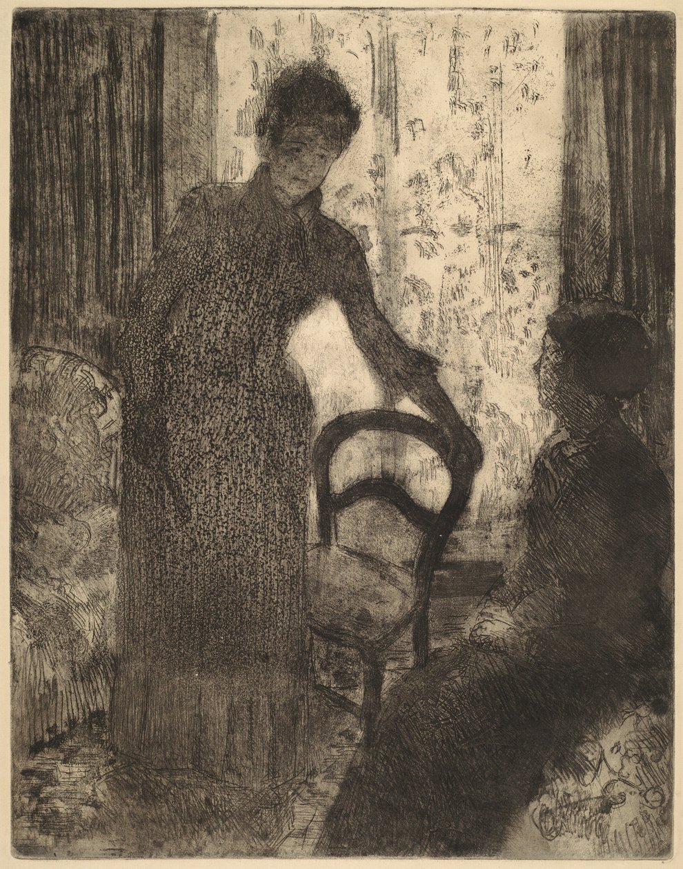 O Visitante, c. 1880. de Mary Cassatt