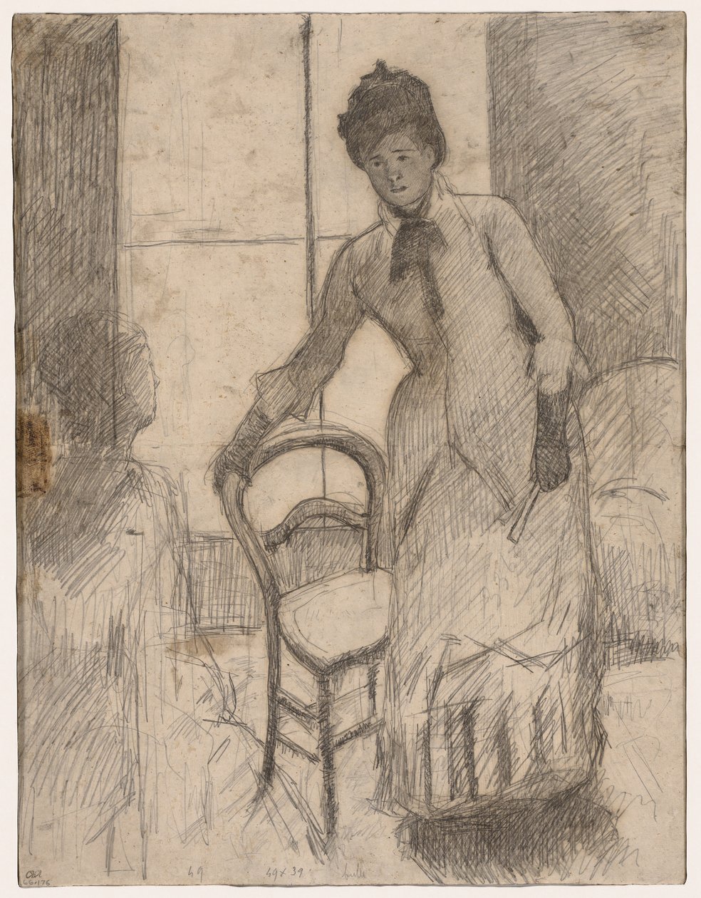 O Visitante reto, O Visitante verso, c. 1881 de Mary Cassatt